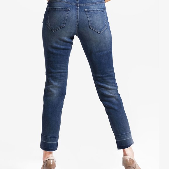 OLGYN Women’s Stretch Medium Blue Denim Ankle Pant - Picture 2 of 5